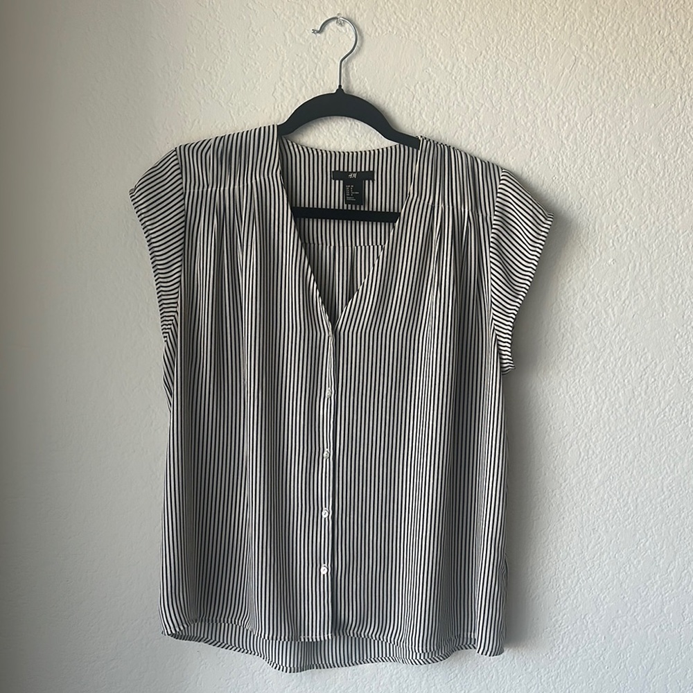H&M Monochrome Striped Blouse